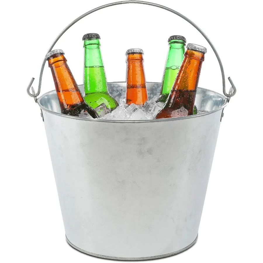 

3Pcs 1 Gallon Galvanized Beverage Bucket - Multifunctional Ice Bucket - Beverage Tub for Parties, Events - 1Lb - 9.25" W x 7" H