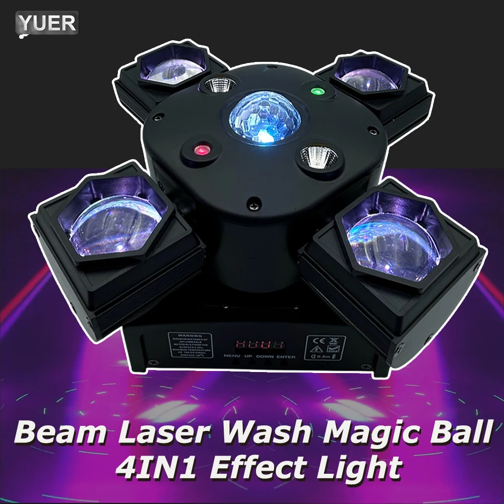 

NEW Mold LED 4X15W RGBW 4 Moving Head Beam Light DMX Controlled with RG Laser Strobe Effect Disco Music Dance Bar Party Light