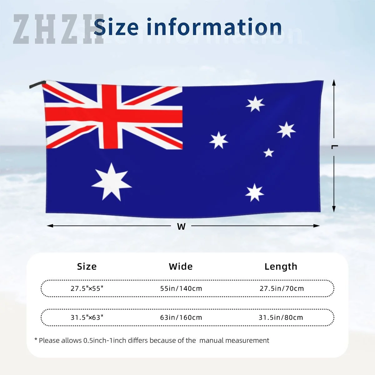 More Design Australia Flag Emblem Bath Towel Quick dry Microfiber Absorbing Soft Water Breathable Beach Swimming Bathroom