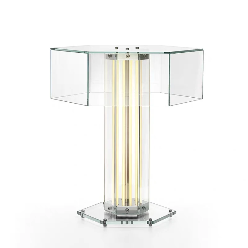 

Designer stainless steel glass bedroom bedside table lamp personalized simple high-end villa table lamp