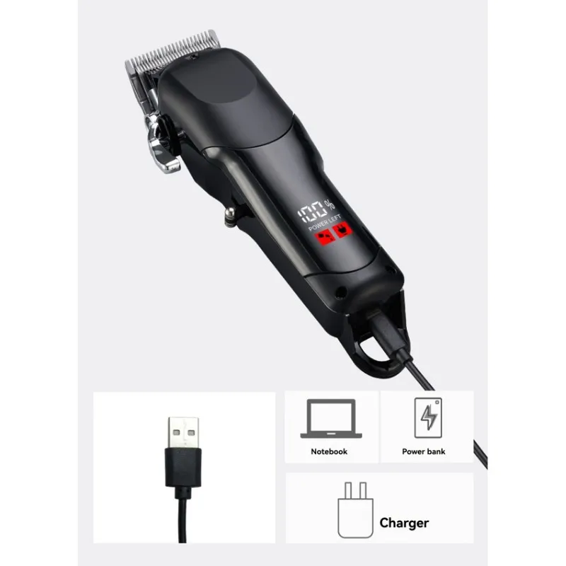 مجموعة ماكينة قص الشعر الرقمية القابلة لإعادة الشحن - مجموعة ماكينة قص الشعر المزدوجة تتضمن ملحقات للاستخدام المنزلي - B27C