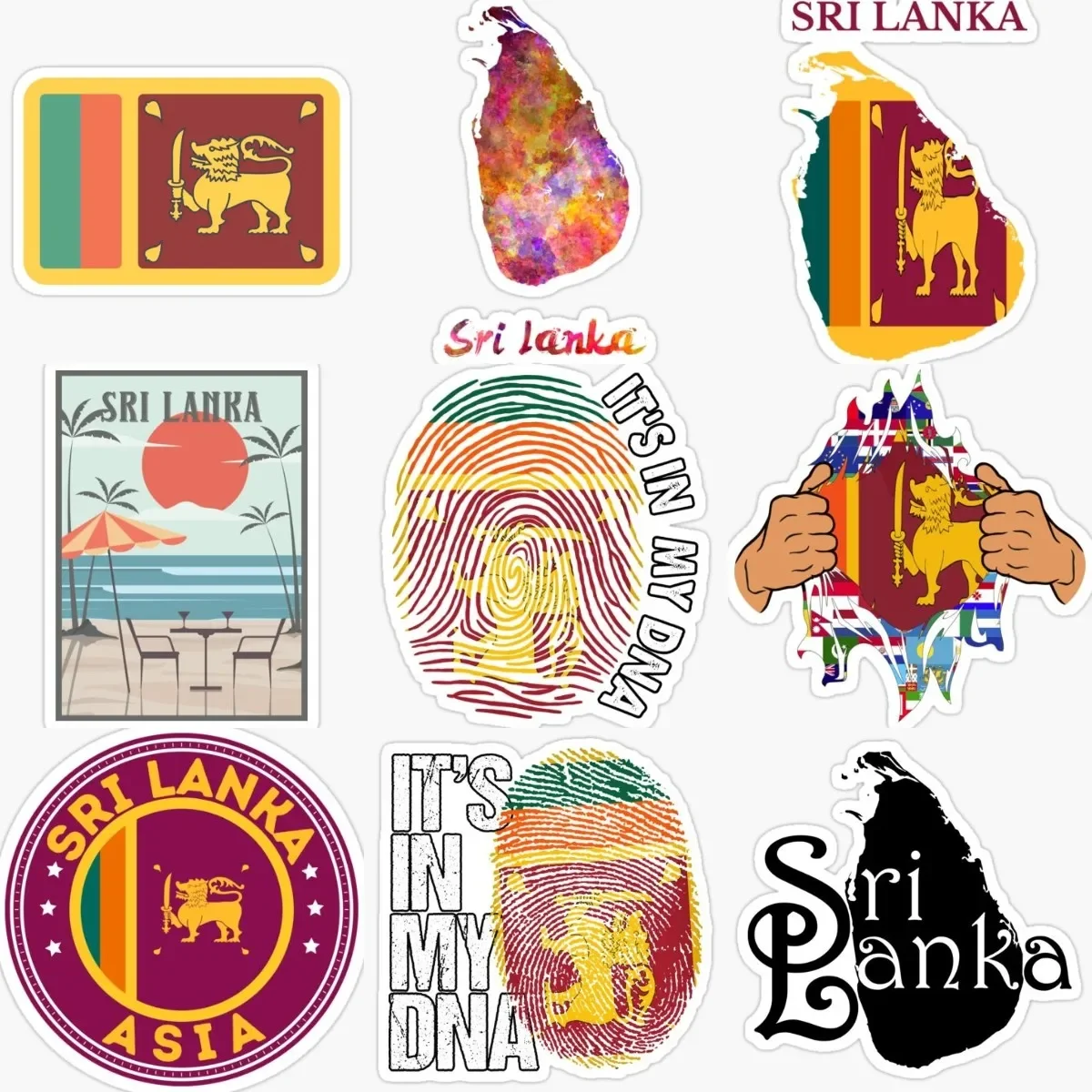 Sri Lanka flag map emblem creative PVC waterproof Stickers Accessories for Decorate car van bicycle wall room Table Fridge