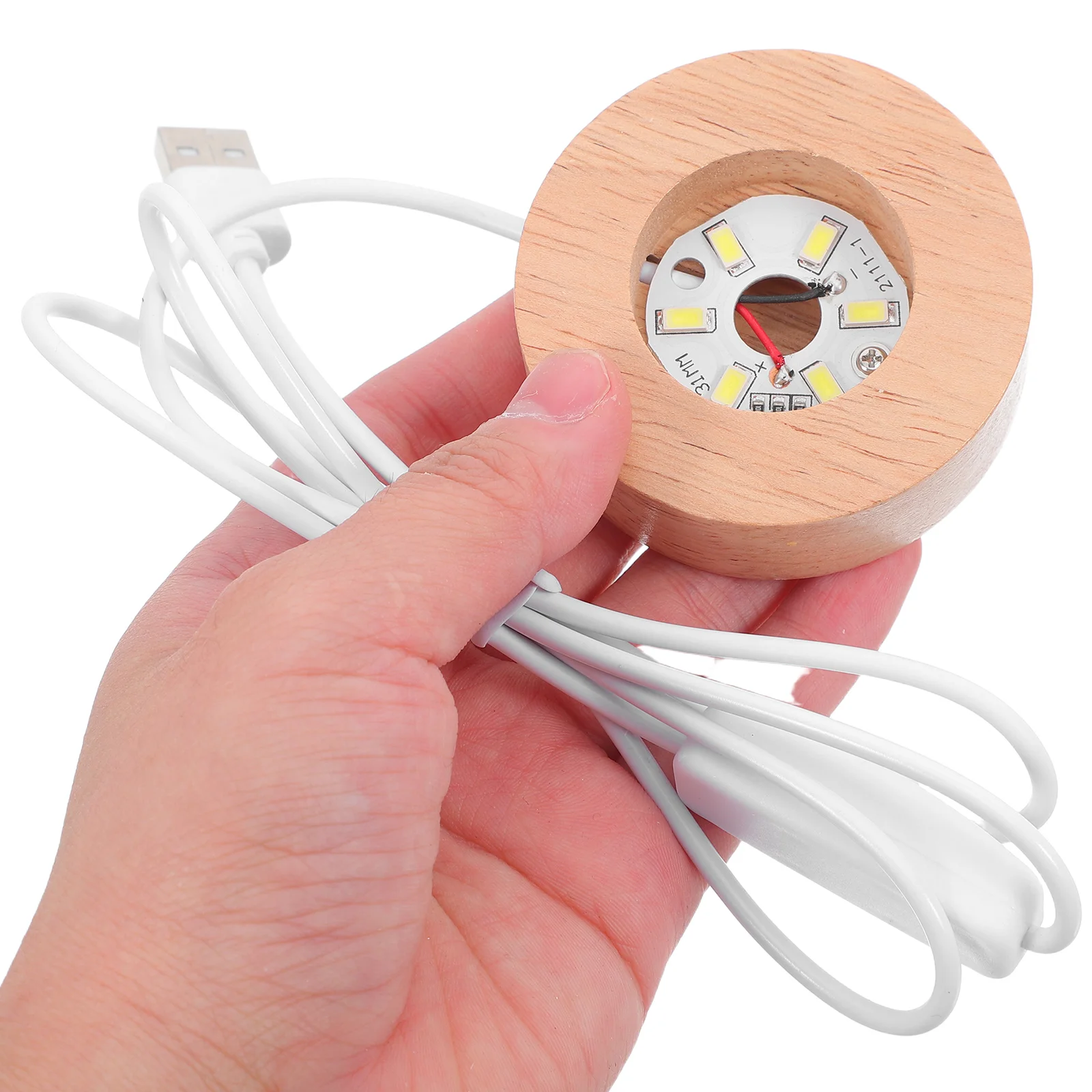 

Crystal Ball Holder with LED Light Base Rubber Wood Display Stand for Glass Art Round 6cm Nightlight Chassis 2cm Thick