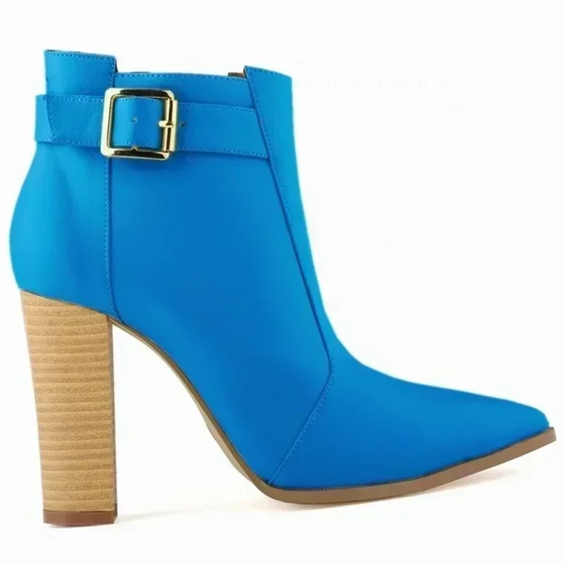 

Women Ankle Boots Winter Autumn Fashion Zipper Pointed Toe Thick High Heels Lady Elegant Heeled Sexy Nightclub Shoes botas mujer