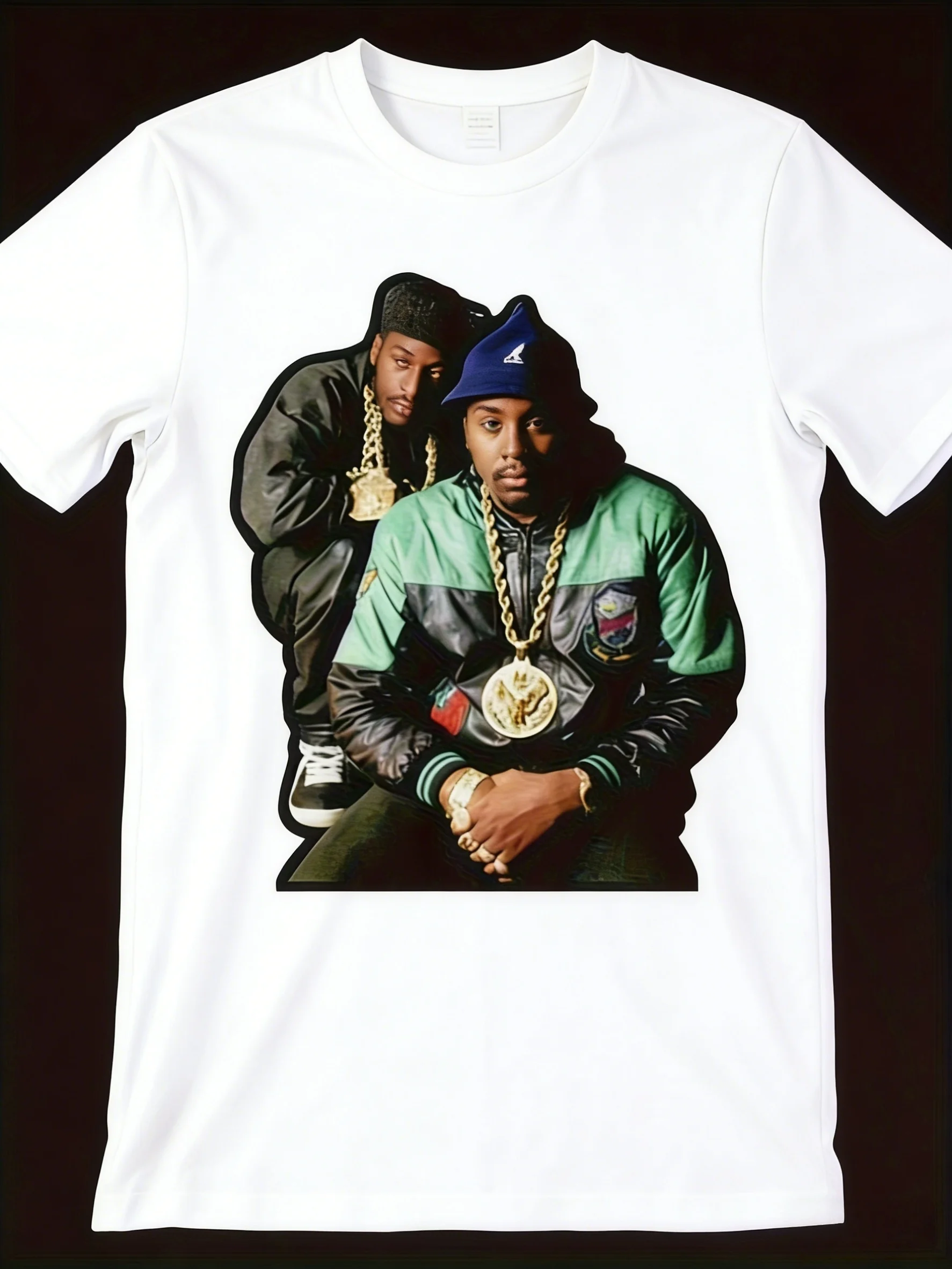 Men'S Heavy Duty Retro Hip Hop T-Shirt - Retro Rapper Printed Top, Iconic Graphic Suitable for Concerts, Street Wear And Everyday Wear, Loose Crew Neck And Machine Washable, Classic Hip Hop Wear for All Seasons