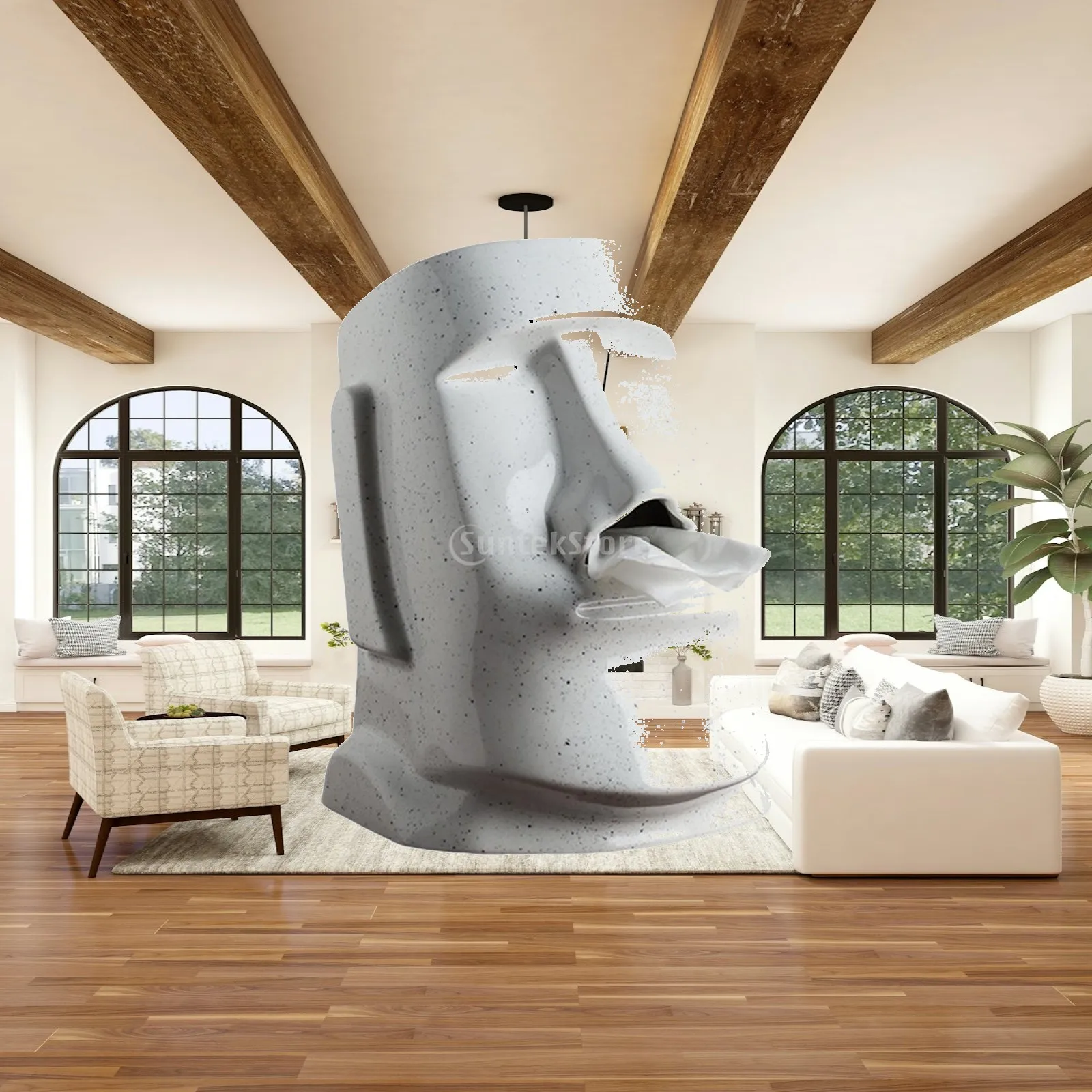Tissue Box Moai Statue Napkin Holder for Lounge Hotel Car Decor