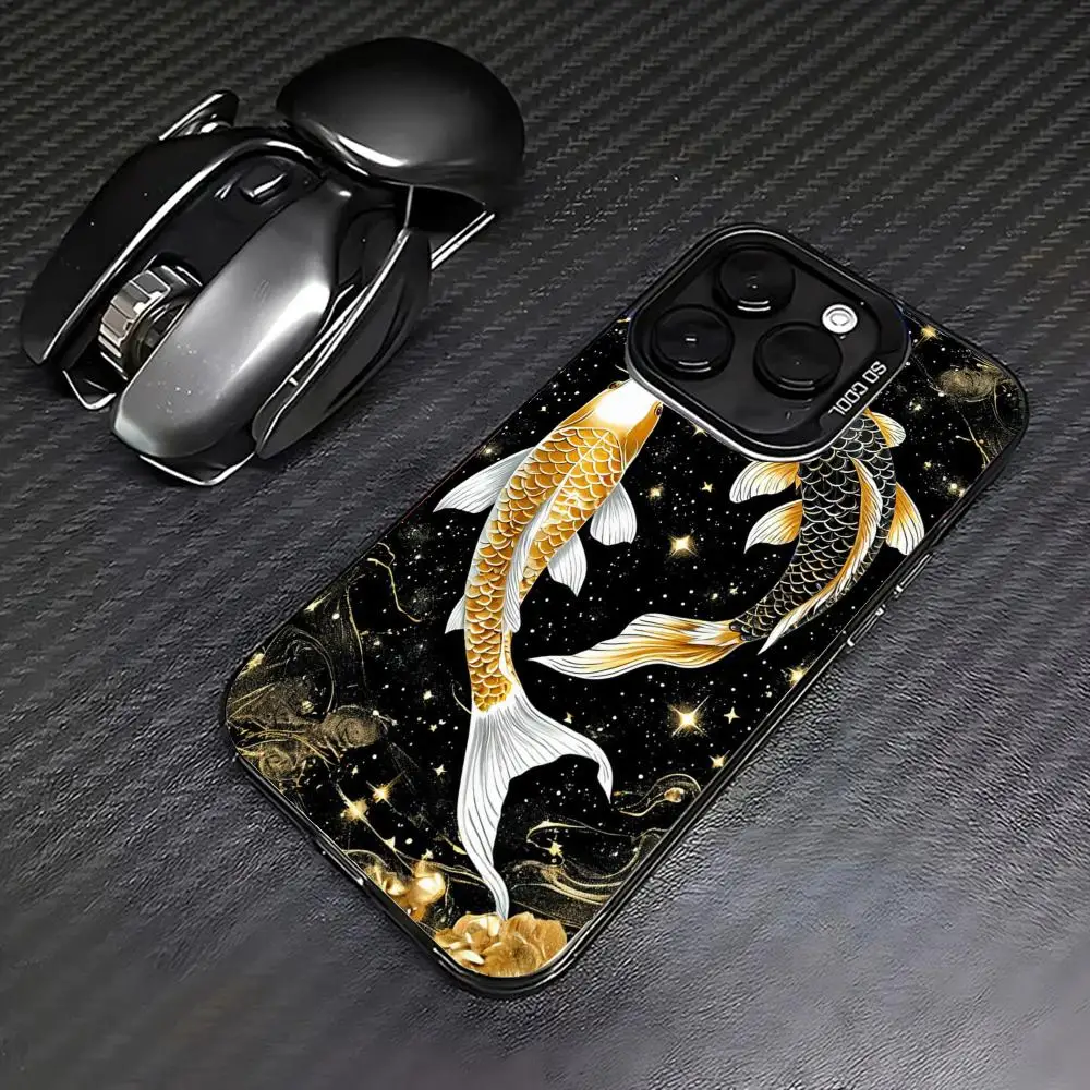 

Koi fish design case for iPhone 16 15 14 13 12 11 Pro/ Max/Plus shock-proof rear cover anti-fingerprint