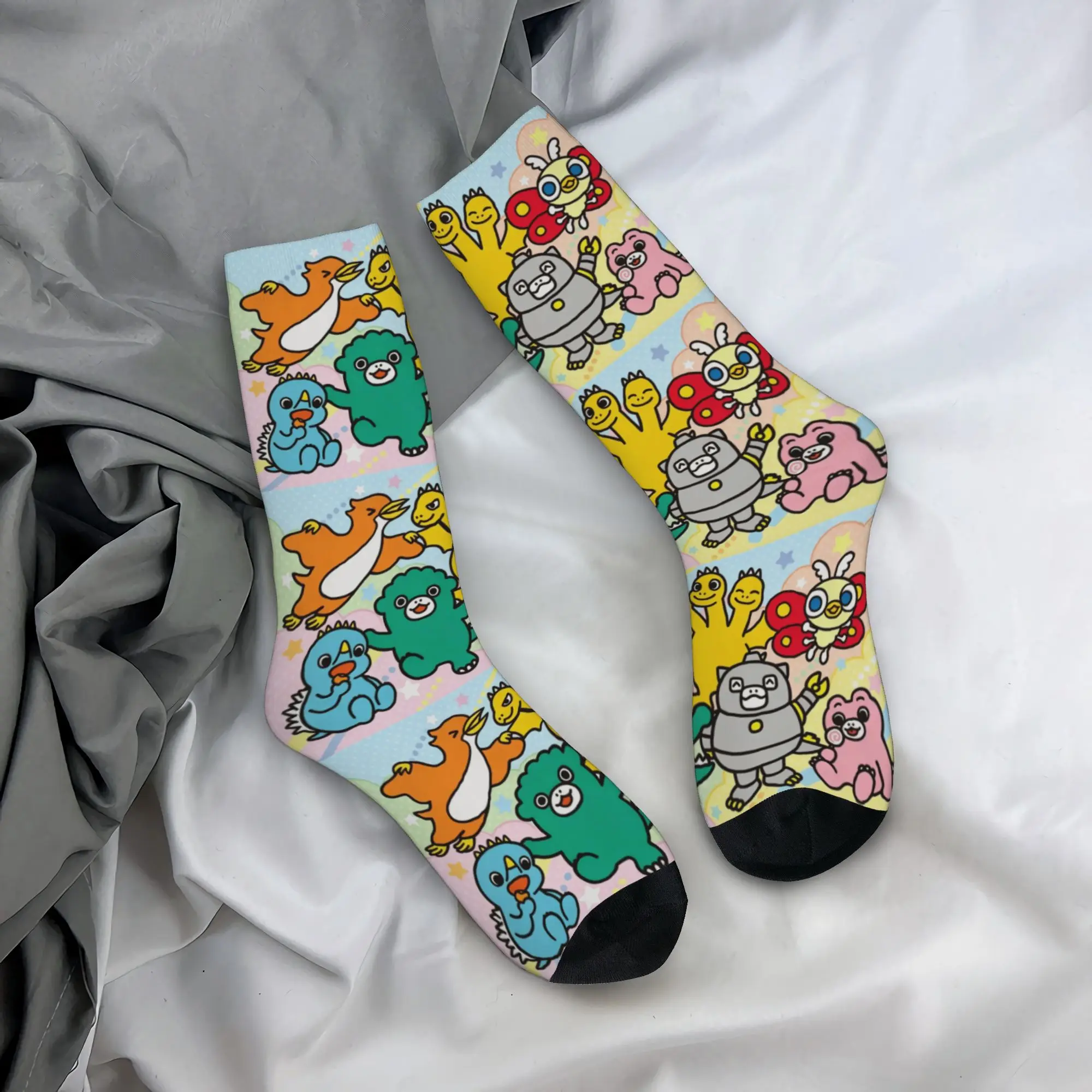 Chibi Monster Raids Again Socks Men's Women's Polyester Funny Happy Kawaii Socks Hip Hop Spring Summer Winter Middle Tube Socks