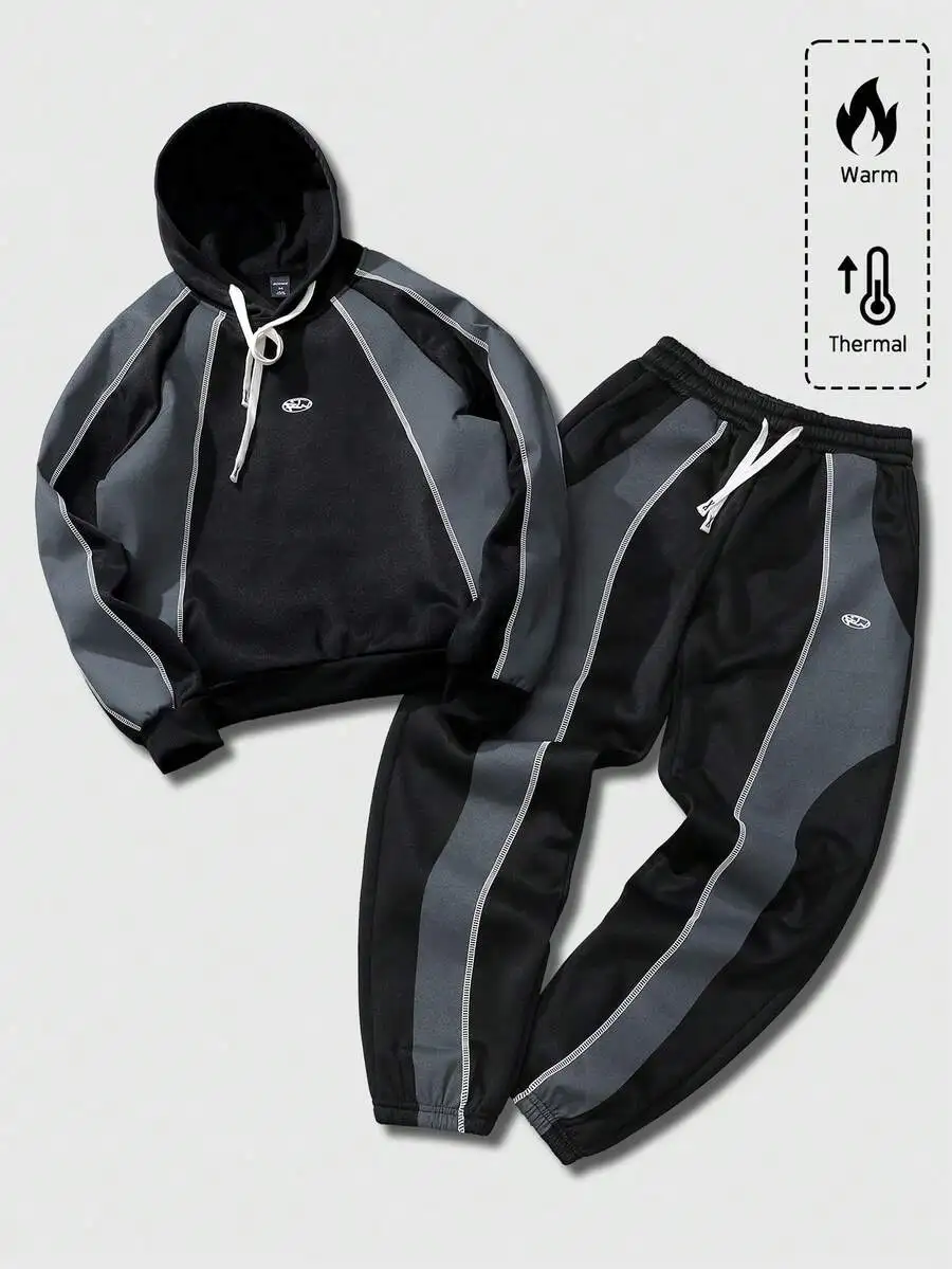 Conjunto de Sudadera con Capucha y Pantalones Térmicos para Hombre, Ropa Casual de Calle para Otoño e Invierno