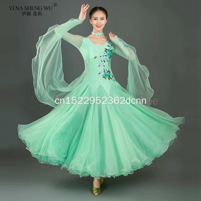 

Fashion Advanced New Modern Dance Diamonds Swing Dress Performance Clothing National Standard Dance Competition Dress Waltz