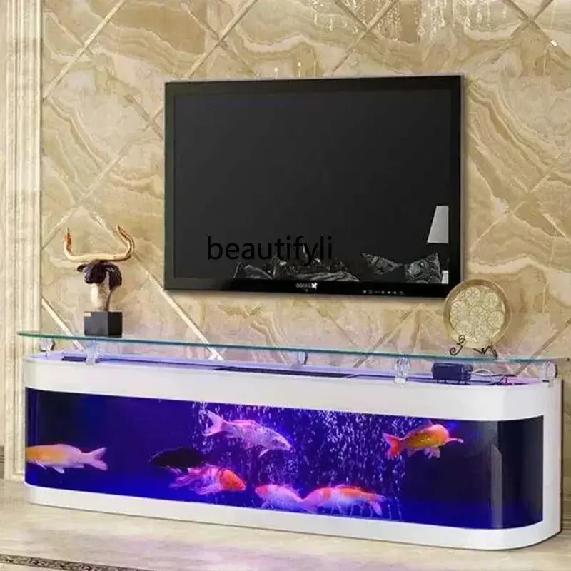 TV Cabinet Fish Tank Living Room Home Glass Large Aquarium Creative Back Filter Customization