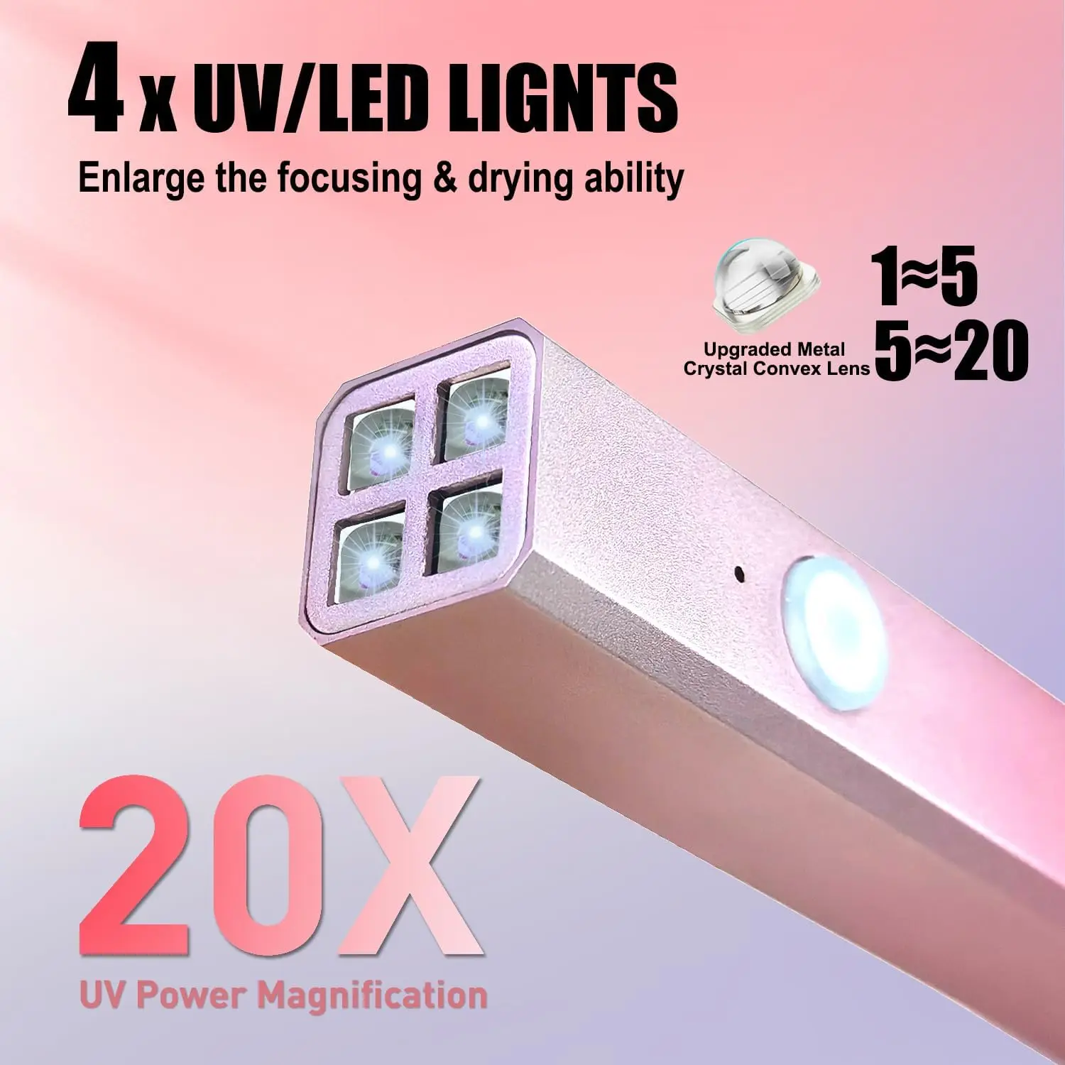 ضوء الأشعة فوق البنفسجية المحمول للأظافر الجل، مجفف أظافر صغير محمول قابل لإعادة الشحن، مصباح أظافر LED