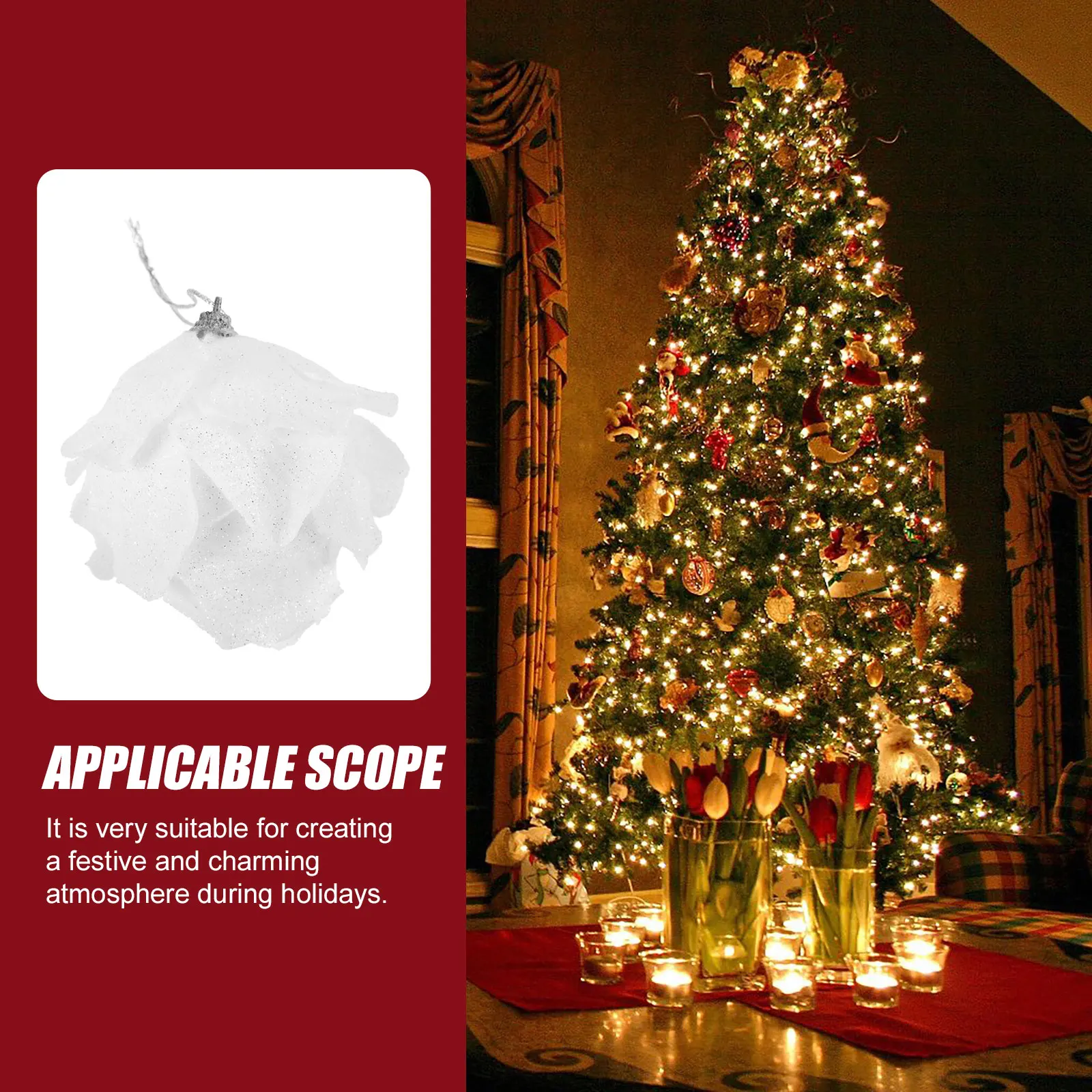 

3Pcs Christmas Ball Hanging Ornaments Lightweight Xmas Tree Decorations Floral Pedal Design Christmas Tree Hanging Decor