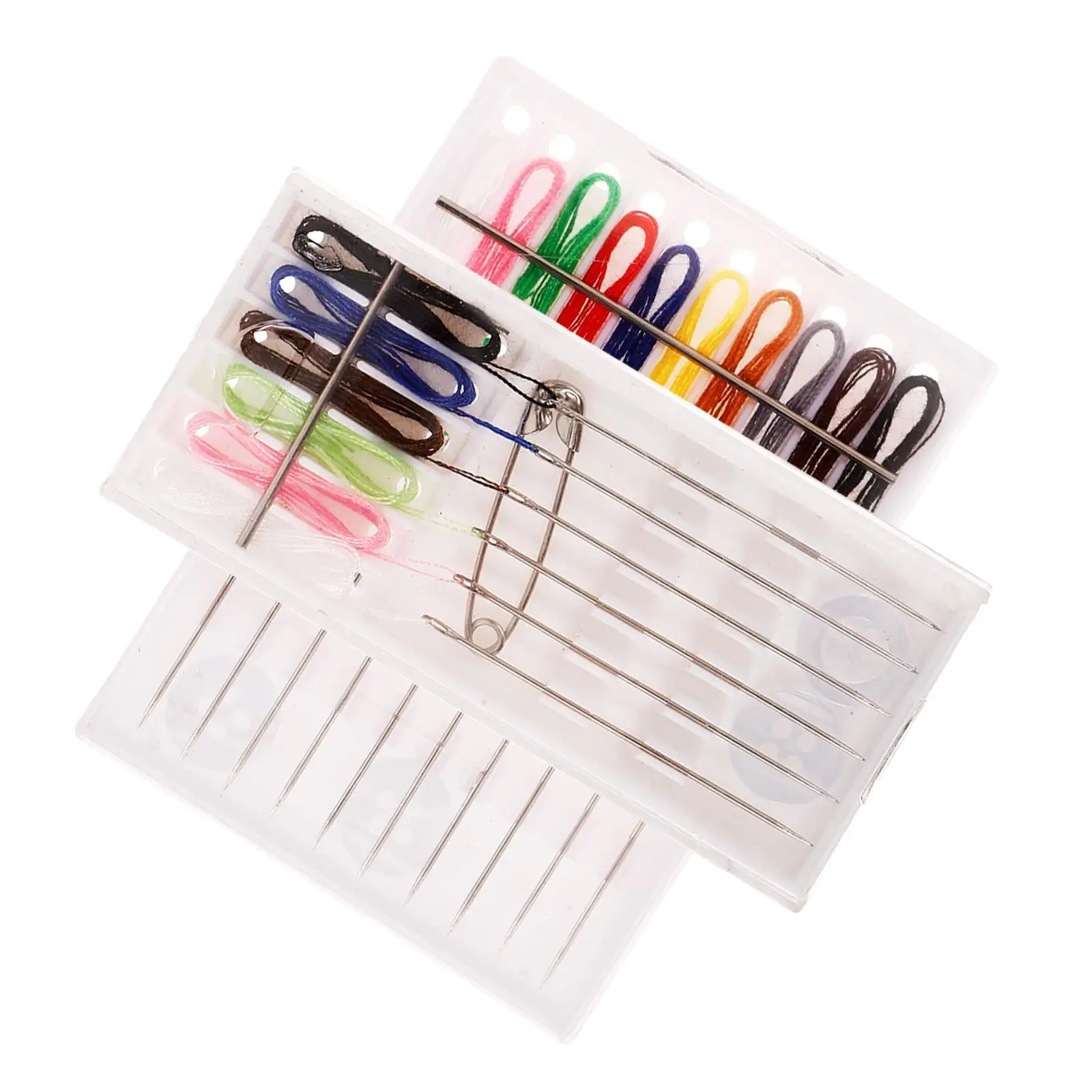 

2 Sets Mini Sewing Kit White Large Small Portable Travel Kits Thread Needles Embroidery Supplies Household Elastic Band Tools