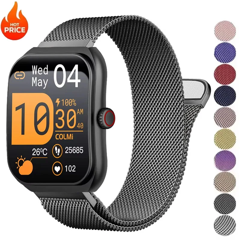 20mm 22mm Milanese Loop For COLMI P86 Replacement Band For COLMI C81 P81 P76 P71 i28Ultra P28 Plus C8 Max V73/P82/M40/M41/M42
