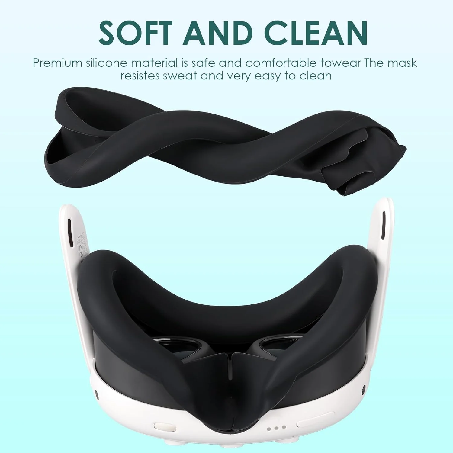 Replacement Silicone Face Cover for Meta Quest 3 VR Headset Facial Interface Sweatproof Mask for Meta Quest 3 Accessories