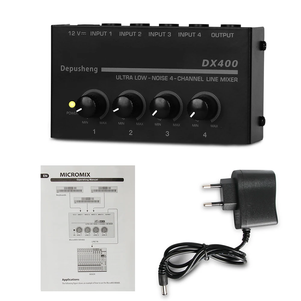 Headphone Amplifier Depusheng DX400 Channels Metal Stereo Audio Mini Earphone Splitter With Power Adapter