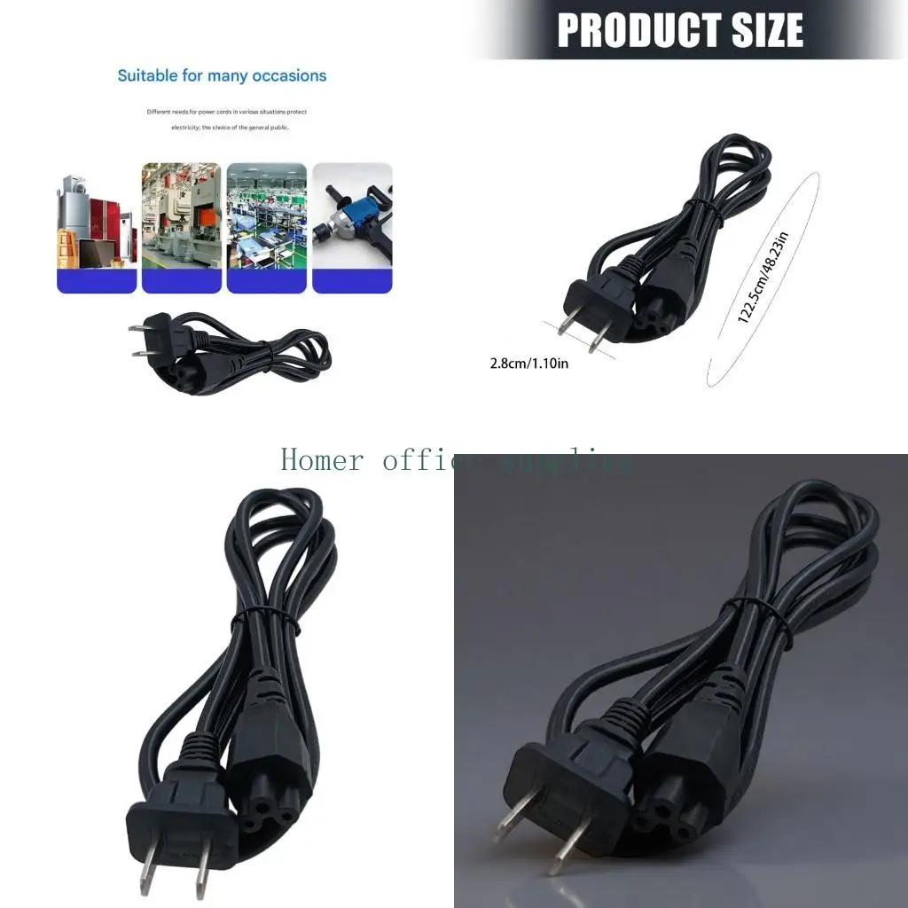 K43B 2 Prong Laptop Power Cord Compatibility Fast Charging Solution Flexible Cable