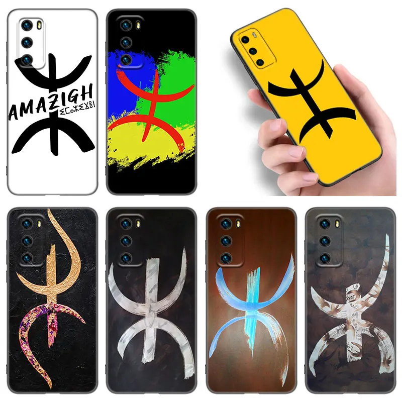 Amazigh Berber Flag Phone Case For Huawei P8 P9 P10 P20 P30 P40 Lite E P50 P Smart Pro Z S 2018 2019 2020 2021 Soft Black Cover