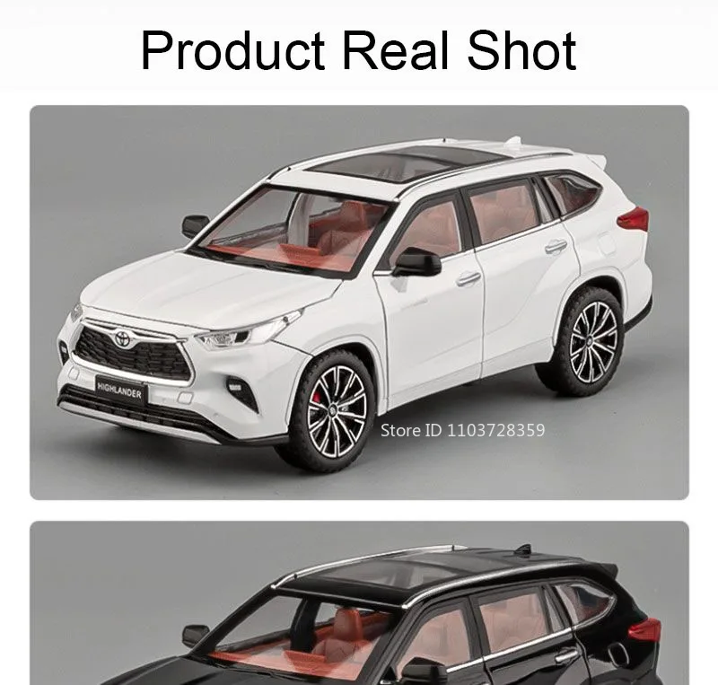 Maßstab 1:24 Highlander RAV4 Spielzeugmodell Miniaturautos Legierung Druckguss Sound Licht Türen geöffnet Zurückziehen Stoßdämpfung Jungen Geschenke – Detail 11