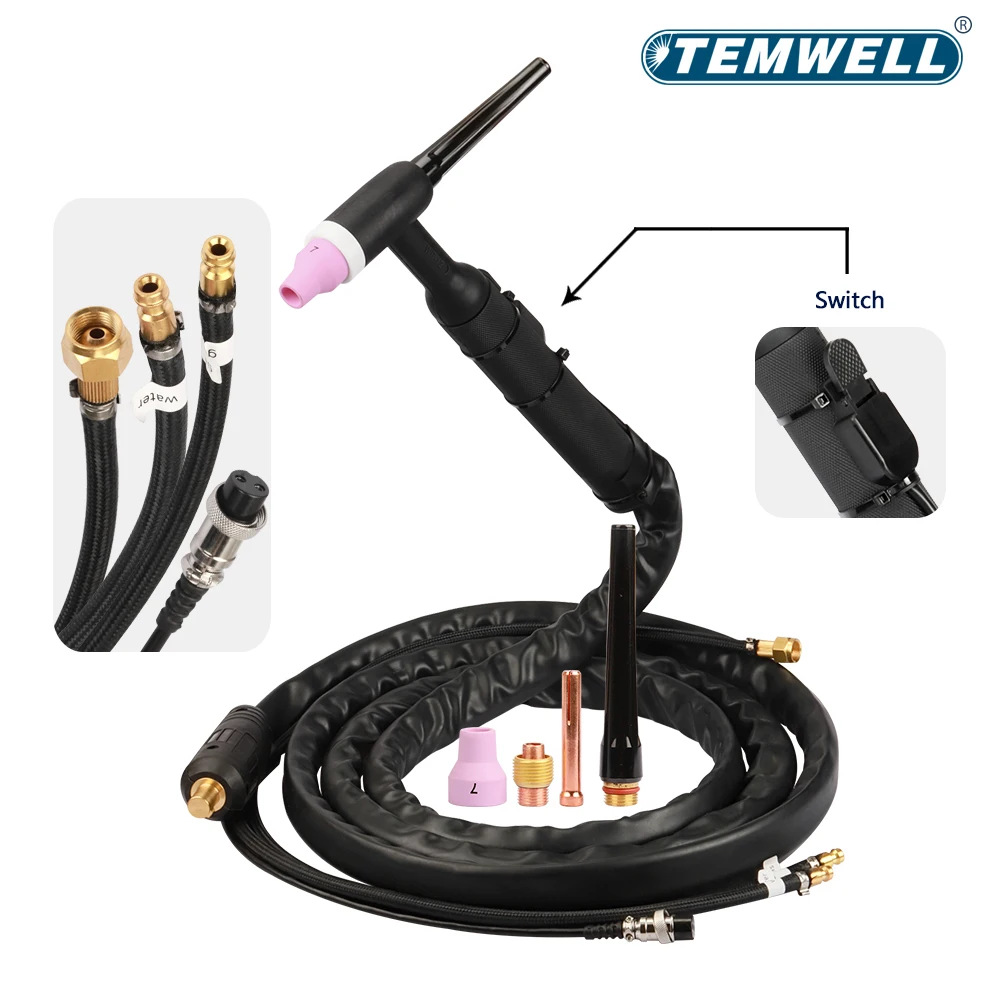 

TEMWELL WP12 wp-12 3m meters water-cooled argon arc welding gun sub-arc M12 M6 DKJ35-50 welding gun accessories high power