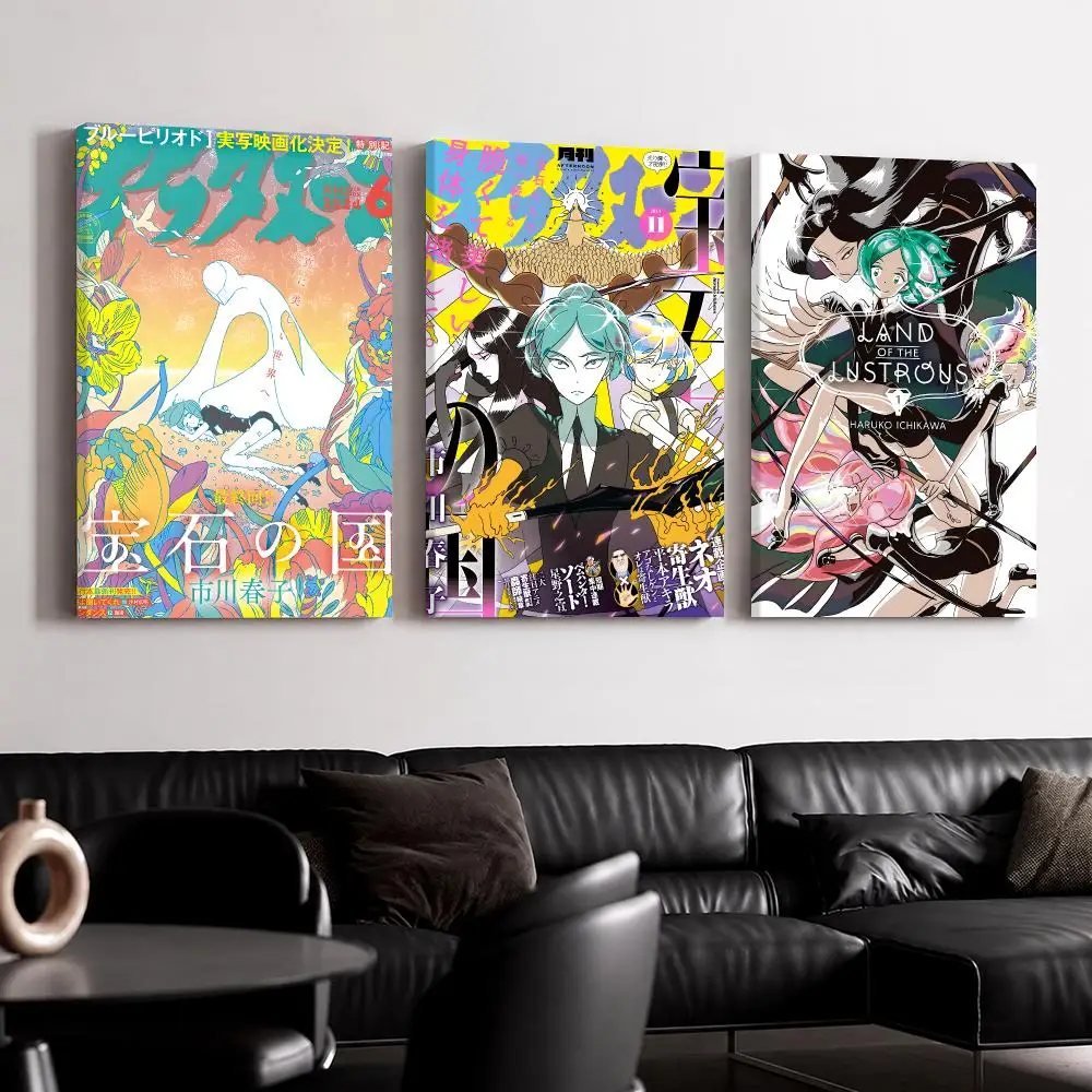 Anime L-Land of the L-Lustrous Framed Wall Painting Canvas Poster Ready to Hang Wall Art for Bedroom Living Room Home Decor Gift