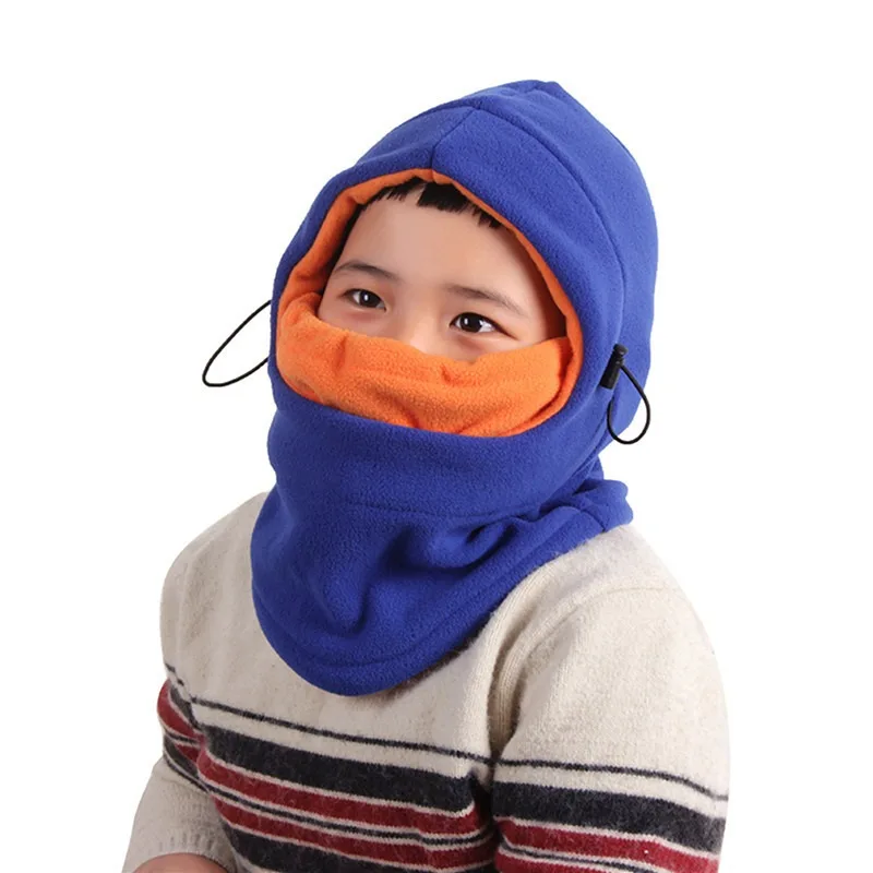 1pc Thermal Neck Warm Full Face Ski Mask Hood Cap Kids Winter Fleece Balaclava Hat Boys Girls Children Cap