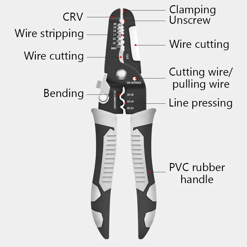 New Electrician Wire Stripping Pliers for Wire Splitting Peeling Pressing Universal Multifunctional Handheld Crimping Pliers