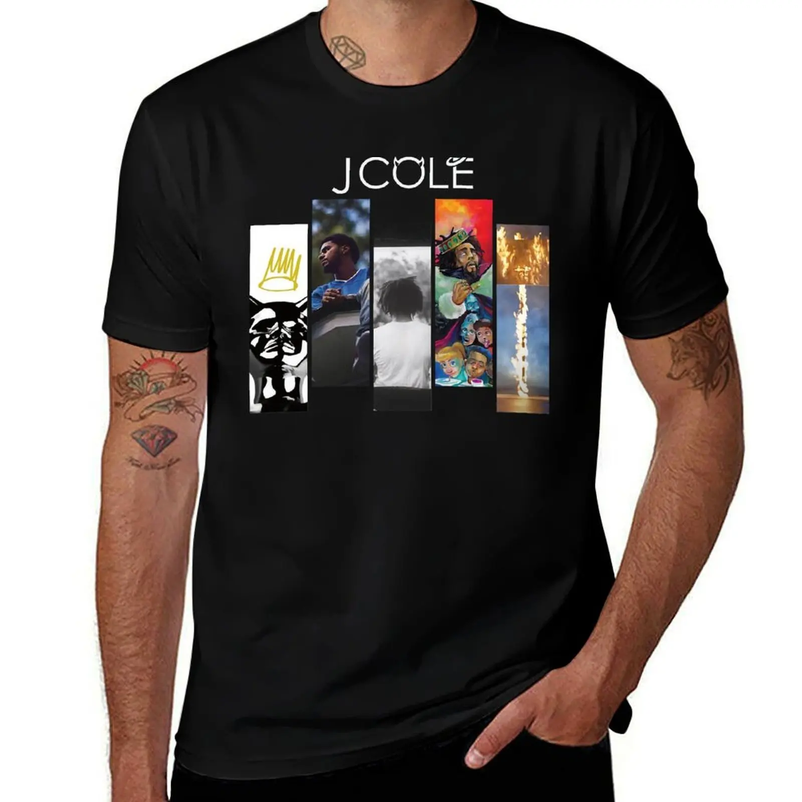 J Cole Discography T-Shirt Simple Line Art Print Tee T-Shirt