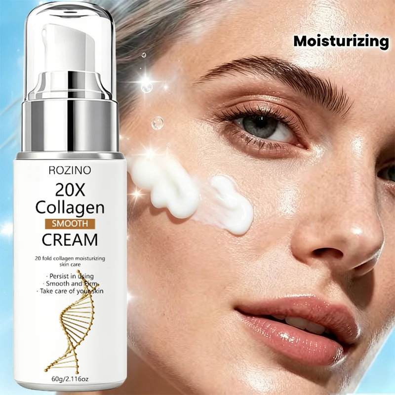 Rozino Collagen Smoothing Cream, Containing Collagen, Has a Dense Texture That Is Richly Hydrating, a Great Moisturizer for the Face in Autumn and Winter, Refreshing and Non-Sticky, to Be Used after Morning and Evening Cleansing, Maintaining a Delicate and Smooth Skin Feel for a Long Time.