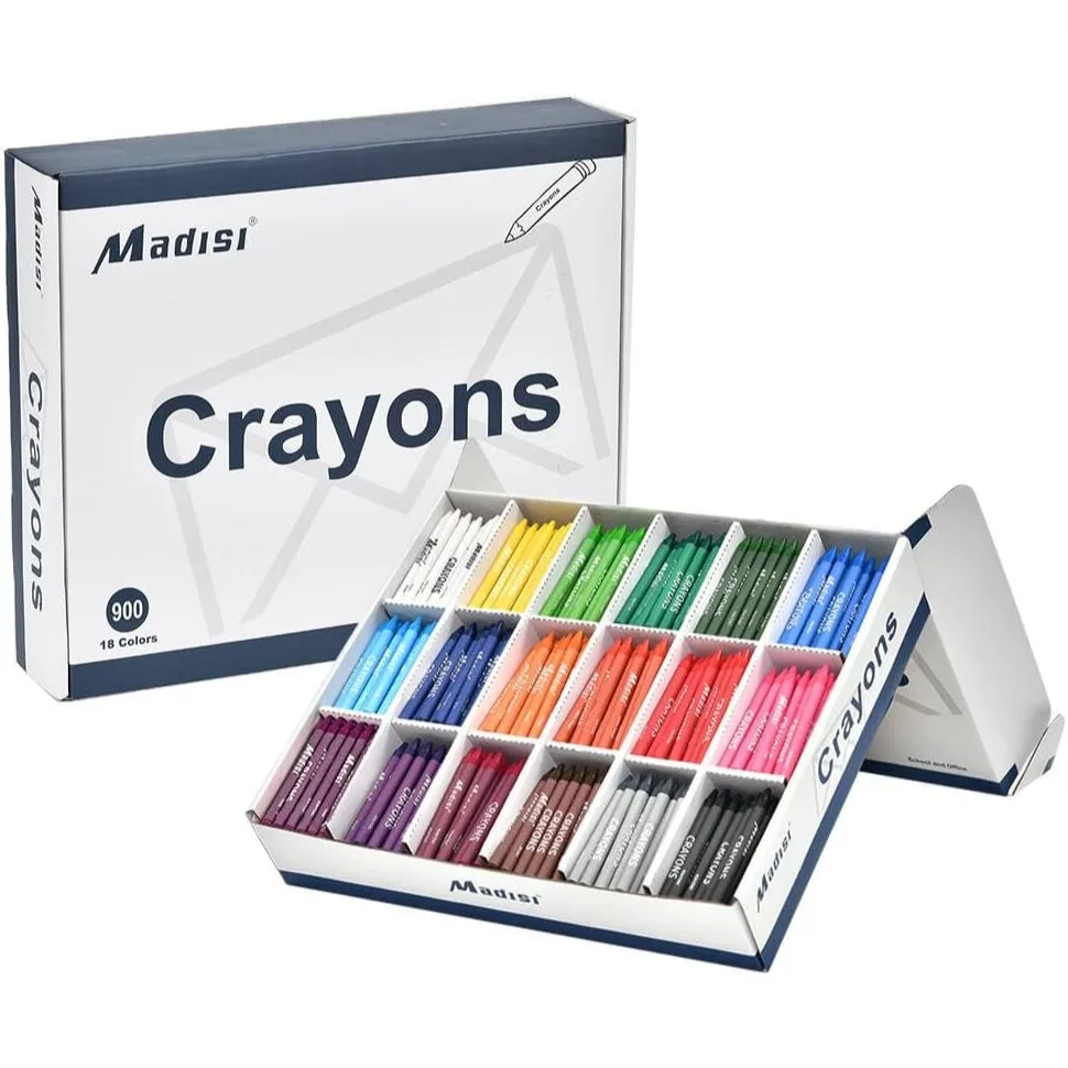 

Bulk Crayons 900 Count 18 Colors for Classroom Art Supplies