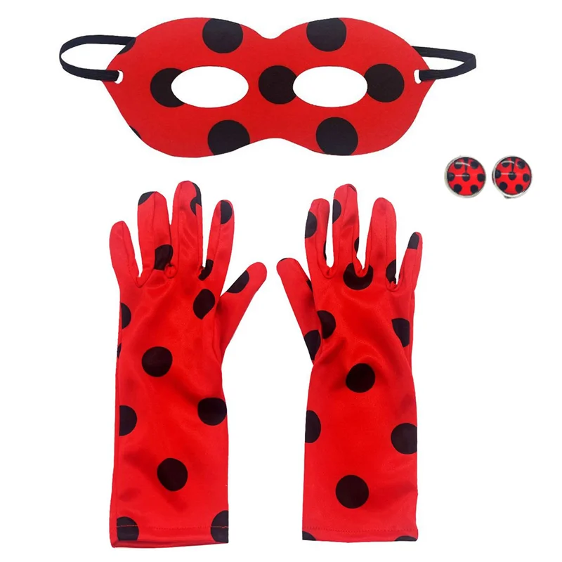 Masques, gants et boucles d'oreilles anti-insectes, ensemble d'accessoires de Costume coccinelle pour enfants, Halloween, fête de noël, carnaval, cadeaux d'anniversaire