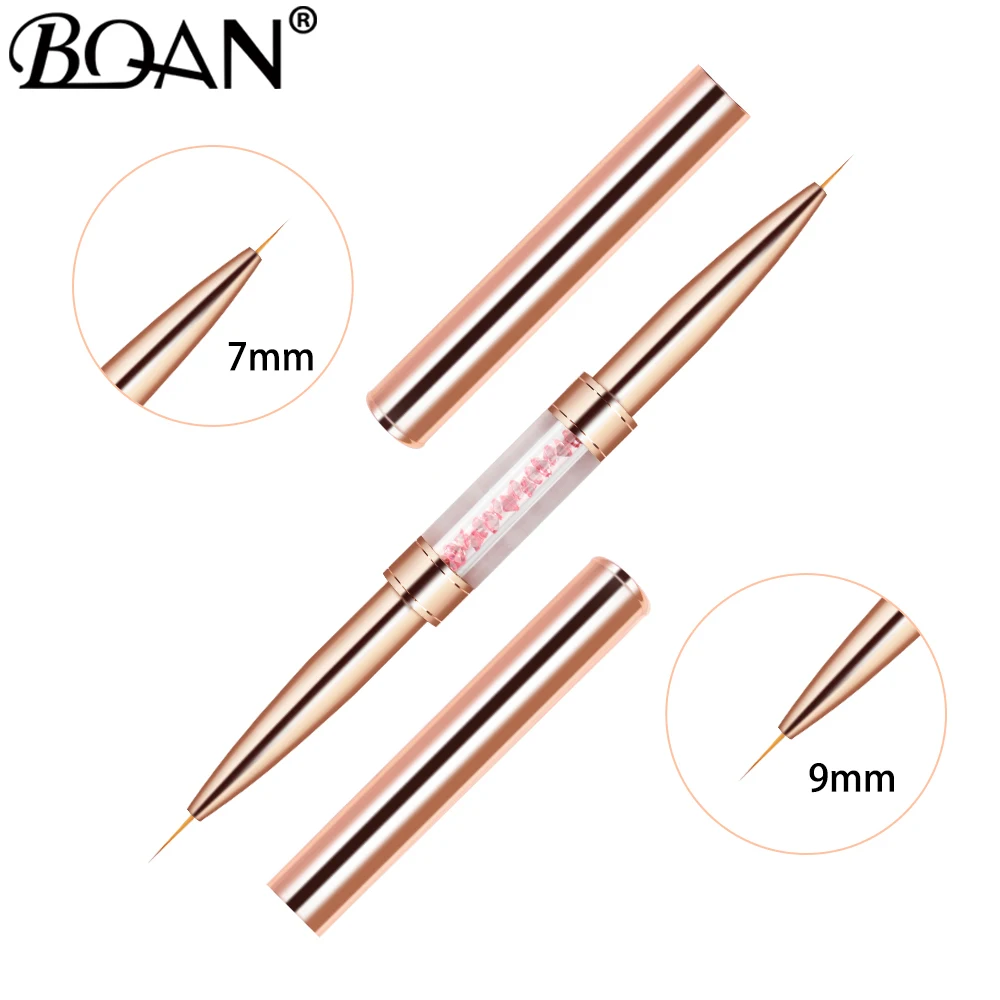 Black Double Head Crystal Handle Drawing Brush for Nail Art