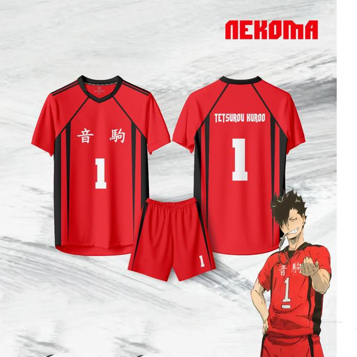 

Haikyuu Nekoma комплект трикотажа для средней школы с 3D принтом Tetsurou Kuroo, детская футболка с аниме, шорты, костюм для мужчин и женщин, спортивная волейбольная одежда