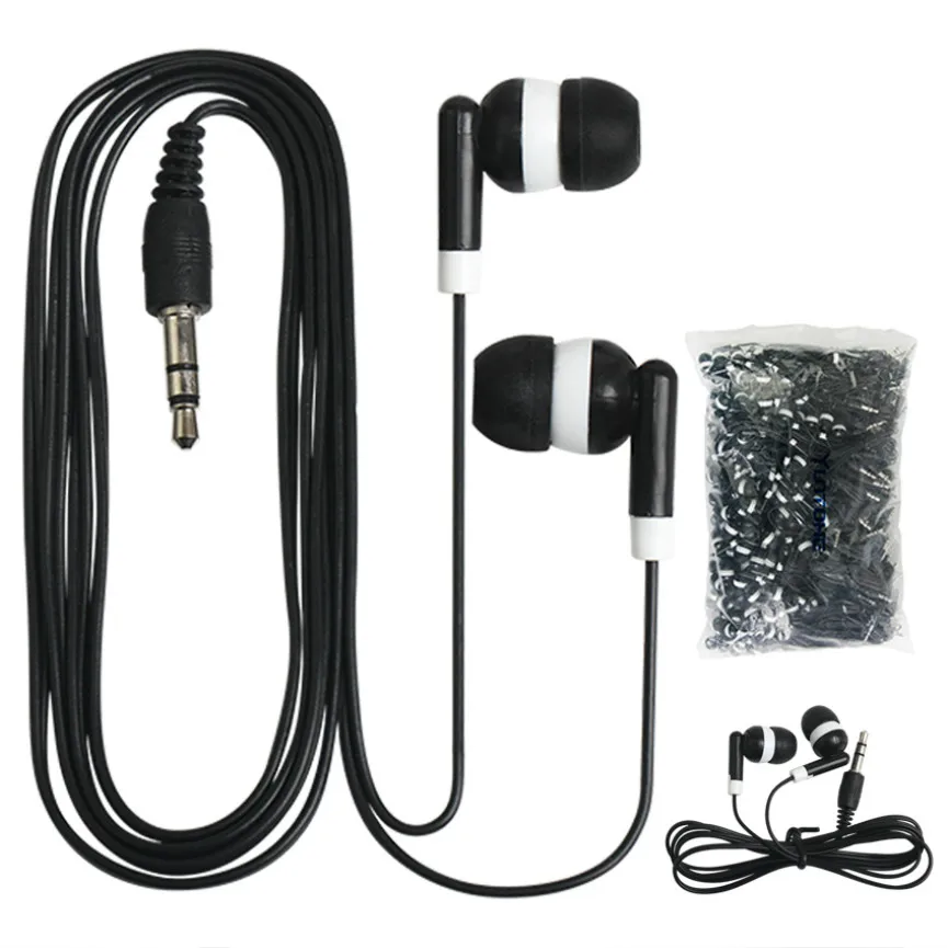 5000pcs Colorful Black Cheapest Disposable Earphones Headphone For Tour Bus or Train or Plane School Company Gift One Time Use