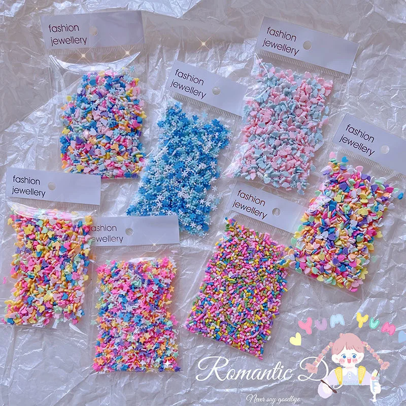 20g Resin Polymer Clay Glitters Sprinkle DIY Decoration For Filler Artifical Snow Flake Dessert Heart Star For Craft Slime Makin