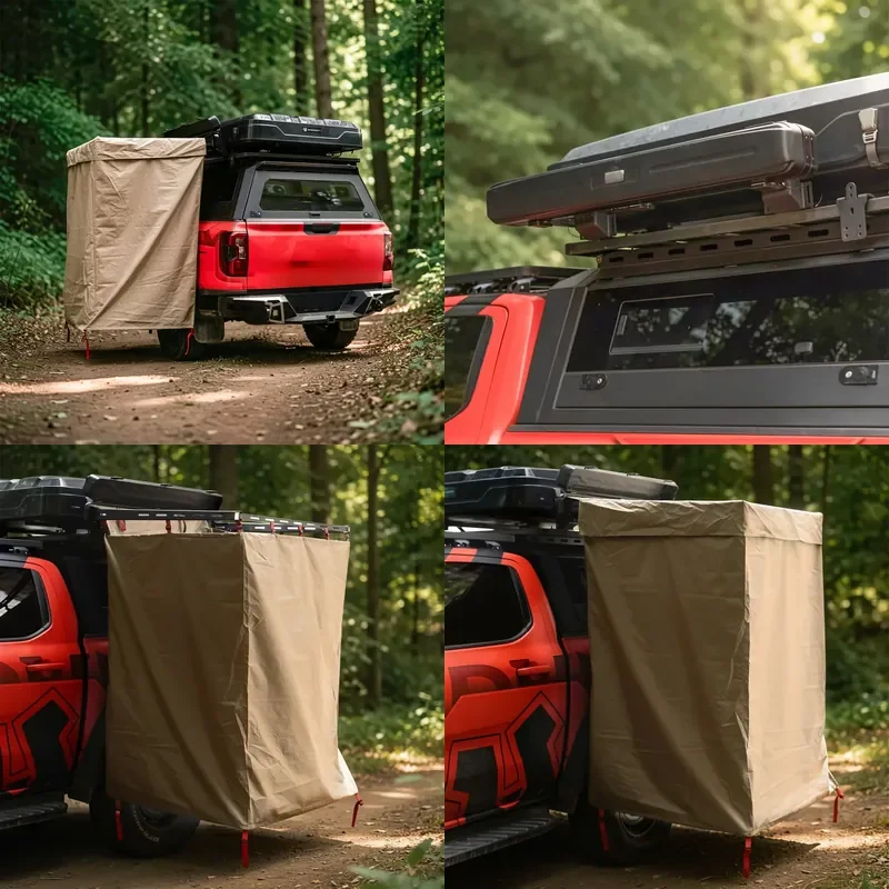 Camping Awning Shower Tent With ABS Shell Waterproof Offroad Toilet Room 4X4 Outdoor Camping Foldable Awning Tents