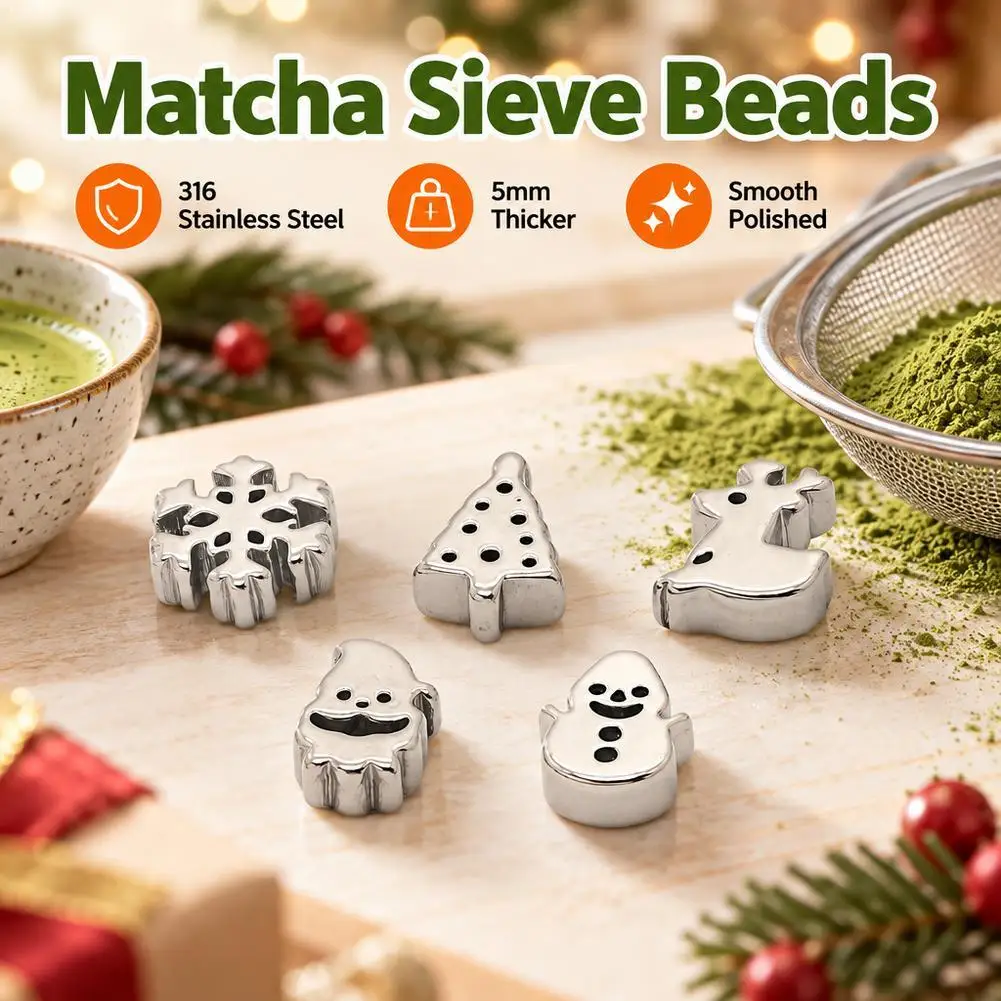 316 Stainless Steel Christmas Snowflake Charm Bead 5mm Thick DIY Jewelry Making Bracelet Accessories Xmas Holiday Gift