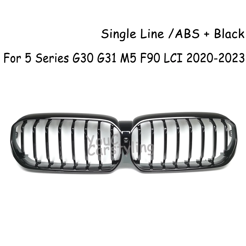 

G30 Single Line ABS Gloss Black Front Hood Kidney Grille Mesh For BMW 5 Series G30 G31 520i 530i 540i M550i M5 F90 2020-2023 LCI