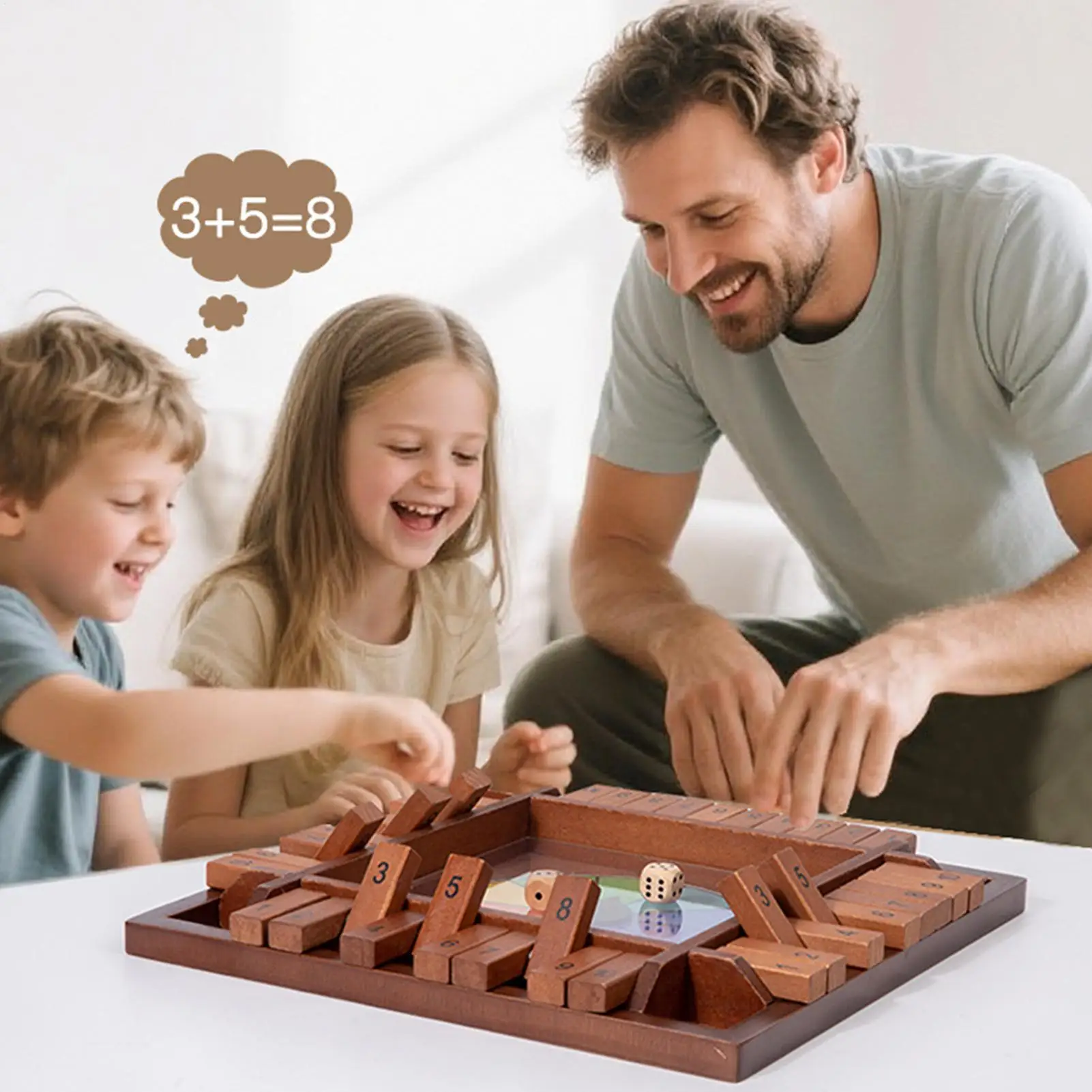 

Dice Games For Kids Wooden Dice Board Game Four-sided Numbers Chess Toy For Parent-child Adult Student Men Home Travel Party
