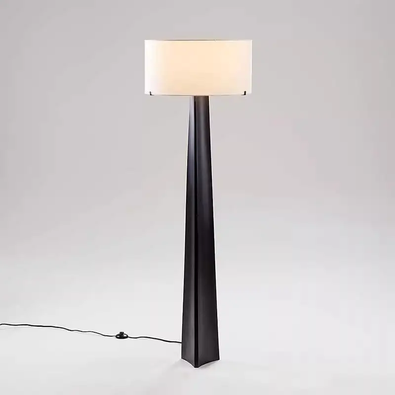 

Designer Nordic retro curved cloth cover desk lamp living room bedroom sofa triangular pyramid shape floor lamp