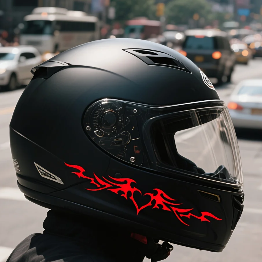 

2Pcs Red Black Devil Heart Waterproof Stickers, Scratch Resistant PVC Decals for Motorcycle Helmet Decor