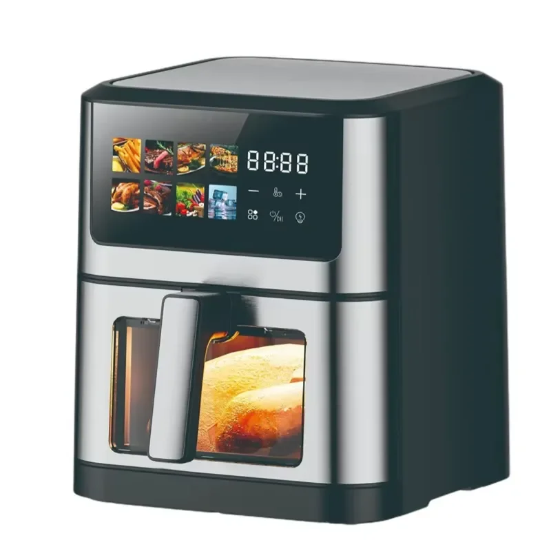 Large 8L/6L color screen intelligent air fryer new household appliances square digital control intelligent