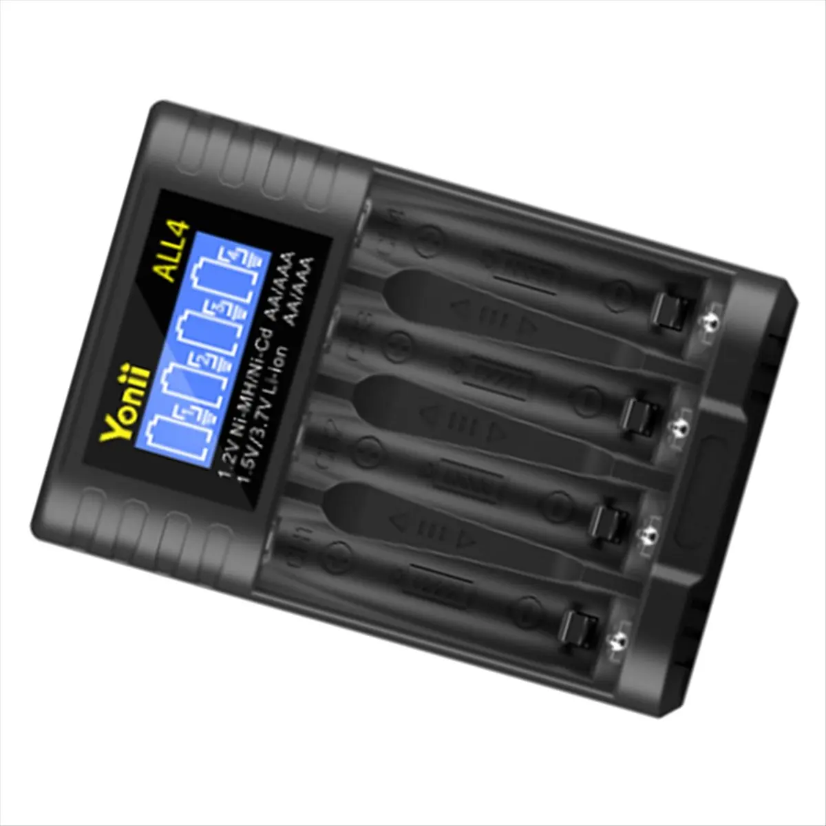 ♬◤Popular Style  ◥ ALL4 Charger, 4-Slot High-Speed LCD AA/AAA Charger, Suitable for 1.2V Ni- 1.5V/3.7V Li- Rechargeable Batterie