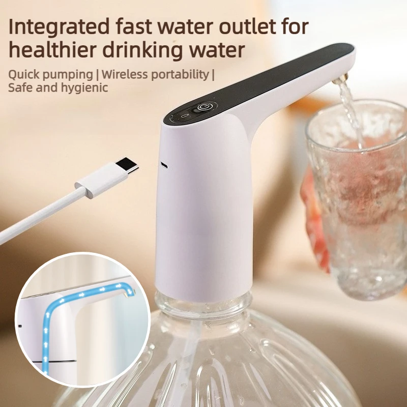 Home mini water dispenser, one click start USB rechargeable portable water pump, universal electric water pump for bottled water