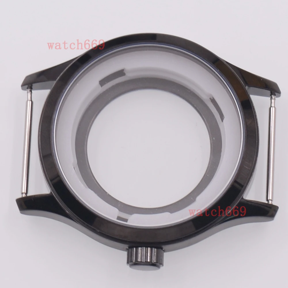 42 مللي متر حافظة ساعة من الفولاذ المقاوم للصدأ باللون الأسود حافظة من زجاج الياقوت تناسب أجزاء ساعة الحركة الأوتوماتيكية NH35 NH36 #3