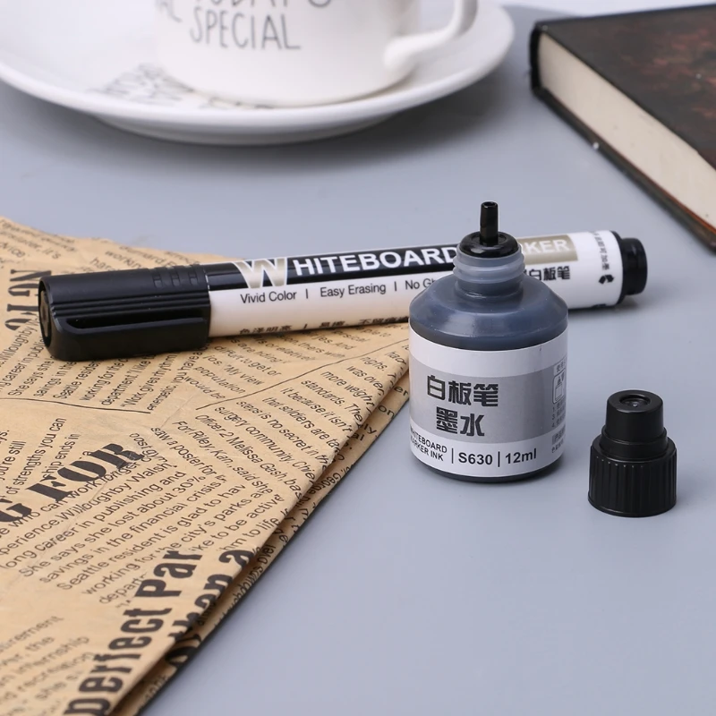 Recarga de tinta para recarga de tintas, rotulador de pizarra blanca, negro, rojo, azul, 3 colores, envío directo, 12ml