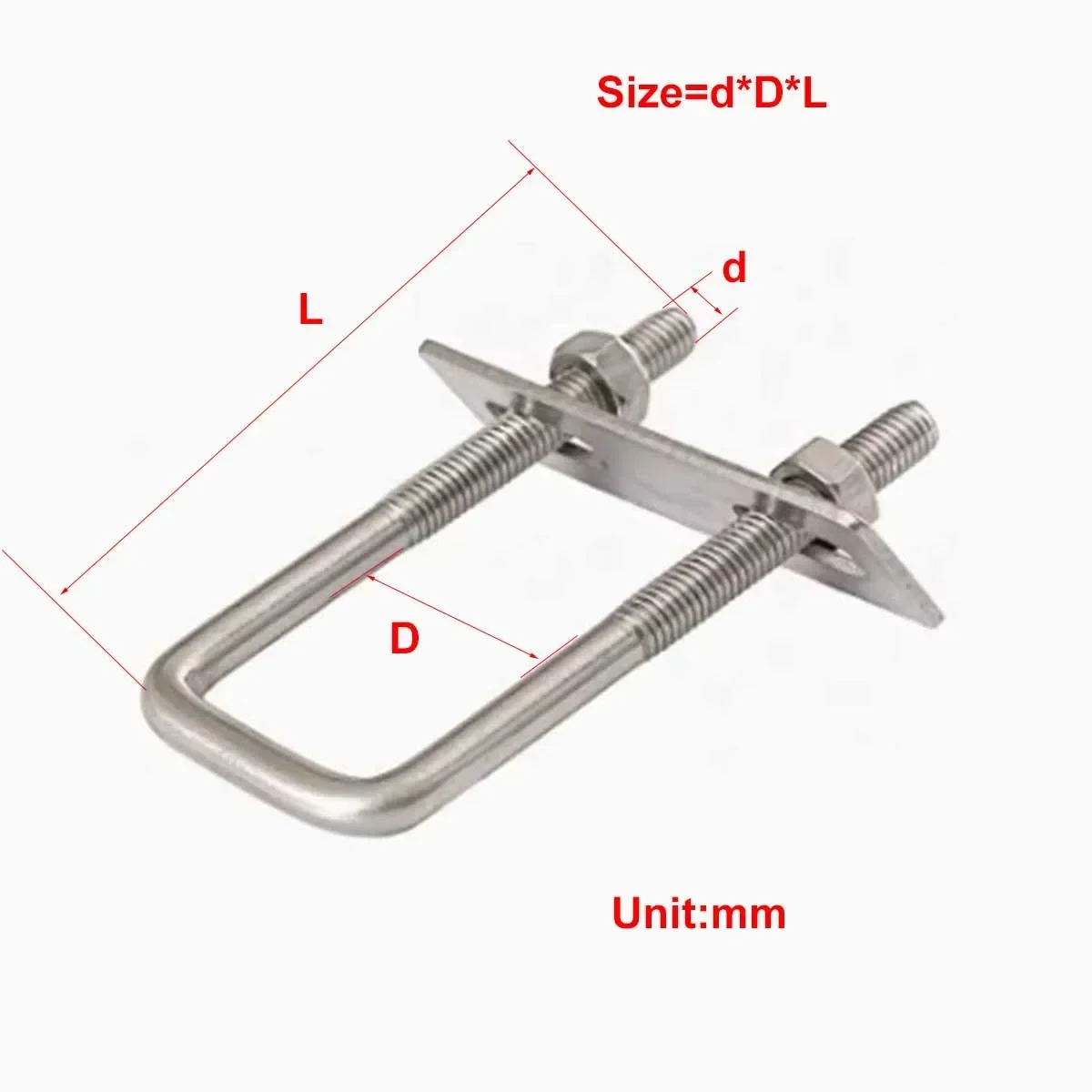 M6 M8 304 Stainless Steel Right Angle Square Clamp U-bolt Square Tube Fixing Piece