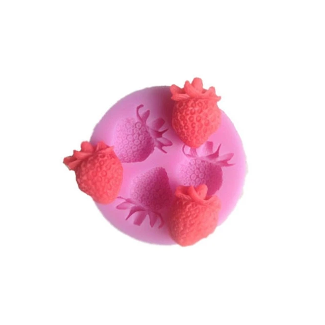 Three Holes Strawberry Fruit Silicone Mold Fondant Molds Sugar Craft Tools Chocolate Mould For Cakes Tools Bakeware