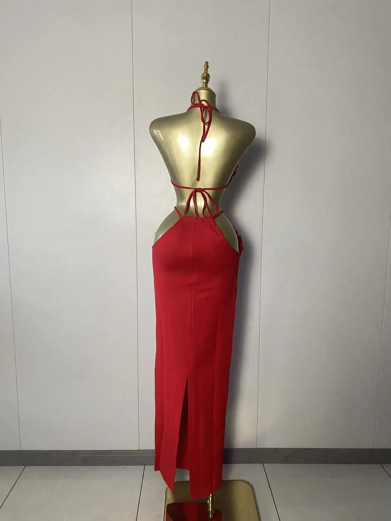 2025 New Women Sexy Strapless Tops Flowers Red Two Pieces Skirts Set Elegant Evening Club Party Outfits